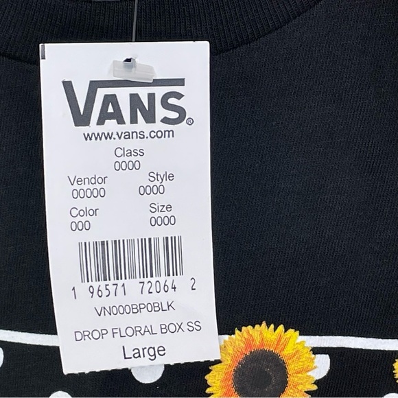 NWT Vans Off The Wall Drop Floral Box Black T-Shirt Girl’s Large Short-Sleeve - Picture 5 of 7